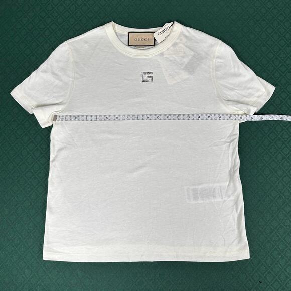 Gucci Square G Embellished Cotton T-Shirt Size L NWT Made in Italy - Picture 6 of 8